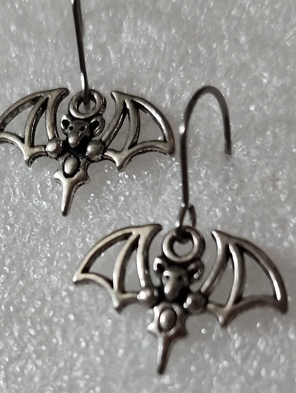 Hand Crafted Silver Bat Dangle Earrings